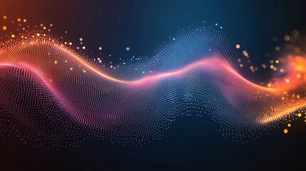 Leinwandbilder - Abstract wave of glowing particles. Futuristic digital art background.