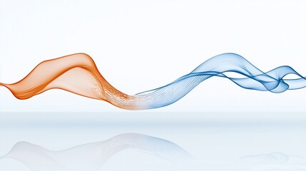 Canvas Print - abstract orange and blue flowing wave design with reflection.
