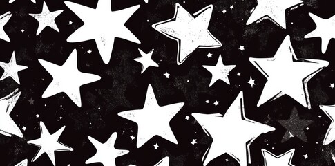 Wall Mural - a seamless pattern of stars. stars rendered in a hand-drawn texture. a night sky brimming with stars