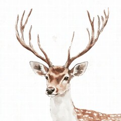 Aufkleber - Elegant illustrated deer with branching antlers showcasing unique beauty and style in a creative design setting. Generative AI