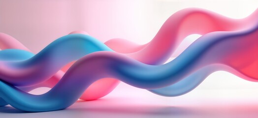 Leinwandbilder - Abstract 3D shapes in vibrant colours create dynamic flow. Intricate wave patterns, gradient colours provide futuristic, modern aesthetic. Iridescent effect adds element of luxury, tech appeal.