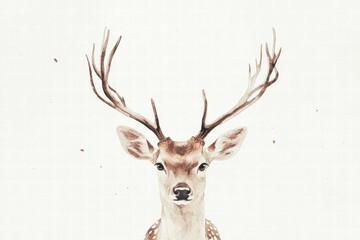 Aufkleber - Elegant illustrated deer with intricate branching antlers in a minimalistic style, perfect for mock up designs and creative projects. Generative AI