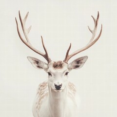 Aufkleber - Elegant deer with majestic antlers showcasing grace in a minimalistic setting perfect for mock up designs. Generative AI
