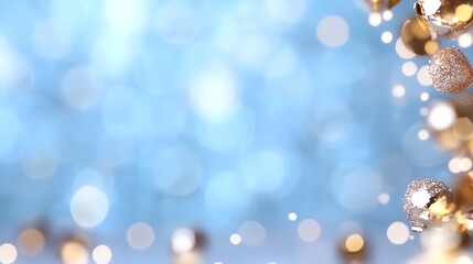 Poster - Blue background with a lot of gold-colored balls scattered all over it