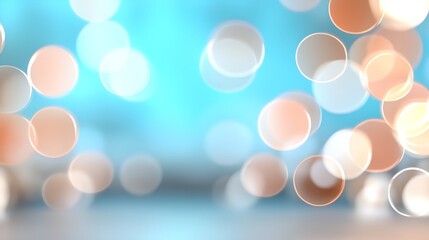 Poster - Blurry blue background with many circles. Some circles are white and some are orange