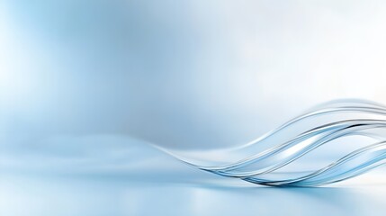 Poster - Blue background with a wave pattern. The wave is made up of silver lines