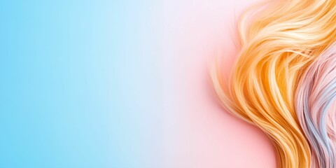 Poster - Long blonde hair with a blue background. The hair is orange and pink