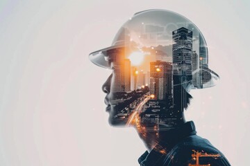 Poster - Future building construction project with modern technology and design.