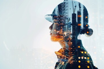 Poster - Future building construction project with modern technology and design.