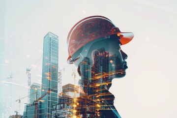 Poster - Future building construction project with modern technology and design.