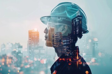 Poster - Future building construction project with modern technology and design.