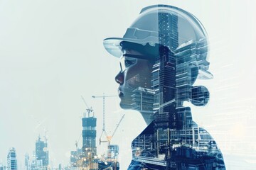 Poster - Future building construction project with modern technology and design.
