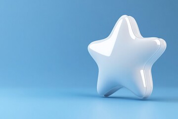 Poster - A glossy white star shape on a blue background.