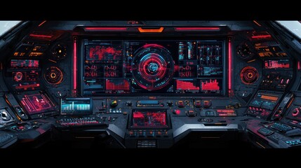 Poster - Futuristic Spaceship Cockpit Interface