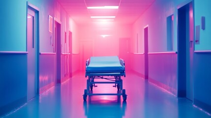 Poster - Modern Hospital Hallway with Bright Urban Lighting