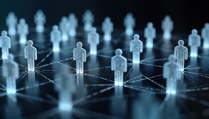Poster - abstract illustration of interconnected digital people representing pro social network. human figure