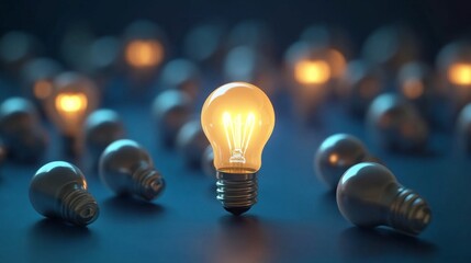 Poster - Bright Light Bulb in 3D Style for Education Context