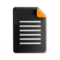 Fototapete - A stylized 3D rendering of a document with horizontal lines and an orange corner highlight, representing modern digital documents.