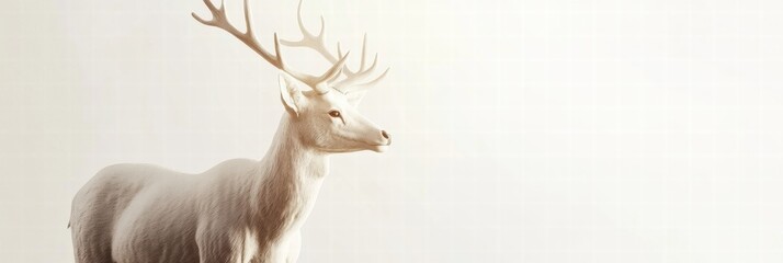 Aufkleber - Elegant deer with branching antlers standing proudly in an empty space for a serene backdrop. Generative AI