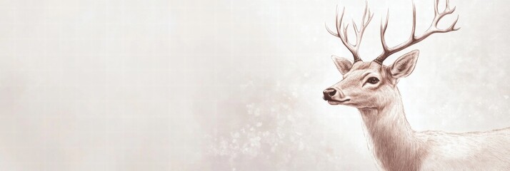 Aufkleber - Elegant illustrated deer with branching antlers showcases serene beauty and grace suitable for artistic presentation or mock up. Generative AI