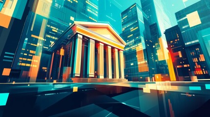 Poster - Vibrant Exchange Building in Modern Cityscape Design