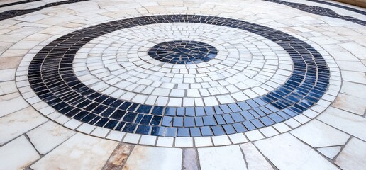 Poster - Circular mosaic pattern made of tiles in varying colors and sizes.