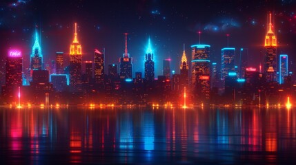 Poster - design a collection of neon road trip destination symbols, including