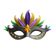 © Neural3D - This colorful carnival mask features vibrant feathers in purple, green, and gold, symbolizing celebration and festivity. It reflects cultural traditions.