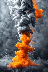 Poster - Colorful smoke swirl creating dynamic abstract art in dark background