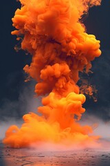 Poster - Vibrant orange smoke billows dramatically in a darkened environment