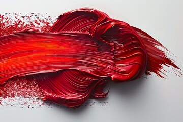 Poster - Vibrant red paint swirl creates dynamic texture on blank canvas