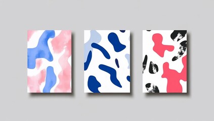 Poster - Abstract designs featuring colorful shapes on a neutral background.