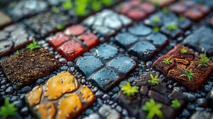 Fototapete - Depict a collection of road symbols representing different types of