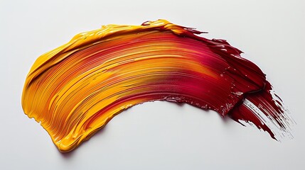 Poster - Rich hues of red and yellow blend seamlessly on a smooth white surface, showcasing the beauty of abstract art. The dynamic brush strokes form a captivating visual display of color.