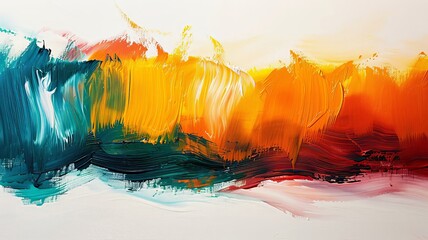 Poster - This artwork features an energetic blend of colors including blue, green, yellow, and orange. The bold brush strokes create a lively atmosphere, evoking emotions and movement.