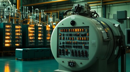Poster - advanced electrical equipment in automated factory setting