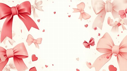 Leinwandbilder - Whimsical Valentines Day design featuring playful bows and hearts with a spacious area for custom text. Generative AI
