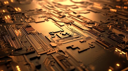 Poster - Futuristic Circuit Board with Soft Light Detail