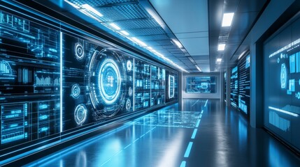 Poster - Futuristic Control Room with Holographic Displays