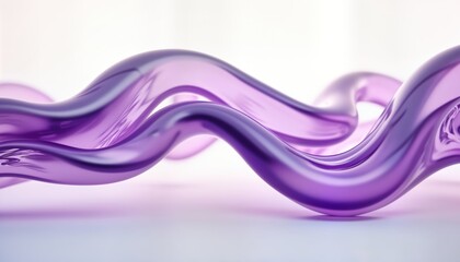 Leinwandbilder - Abstract 3D rendering of flowing purple liquid glass shapes. Fluid motion with glossy, wavy surfaces. Minimalist design with vibrant colors. Creative, futuristic concept. Ideal for posters, banners,