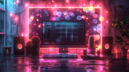 Poster - Produce a neon set of productivity symbols, including shimmering checklists