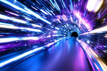 Poster - A vibrant tunnel of light suggesting speed and motion.