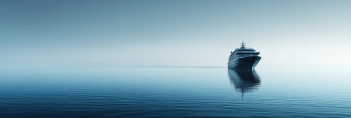 Aufkleber - Luxury cruise ship glides across tranquil sea creating a serene atmosphere perfect for relaxation and enjoyment. Generative AI