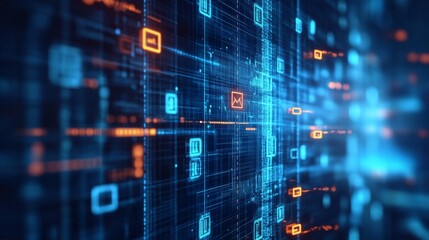 Poster - Abstract Digital Background with Glowing Lines and Data Connections Representing Technology, Communication, and Information Flow in a Modern Network Environment