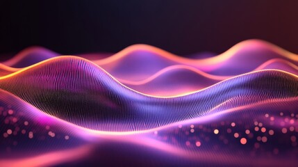 Poster - Abstract Waves of Light and Color in a Digital Landscape with Undulating Motion, Creating a Vivid and Mesmerizing Visual Experience for Technology and Art Enthusiasts