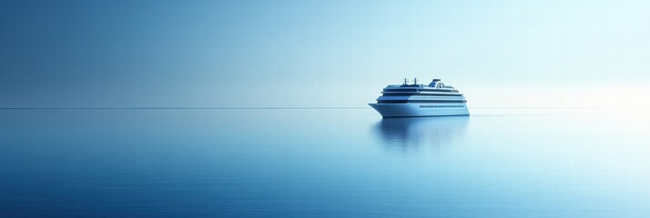 Poster - Luxury cruise ship sailing on serene waters with ample space for branding or messages. Generative AI