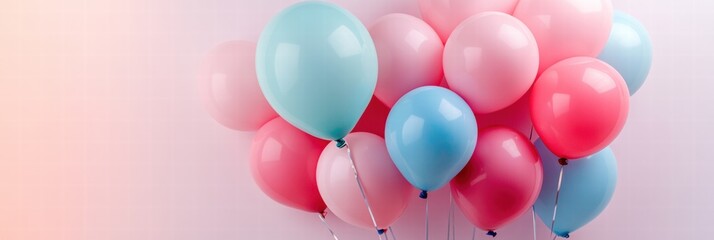 Poster - Colorful pink and blue balloons with ample copy space for creative text or branding needs. Generative AI