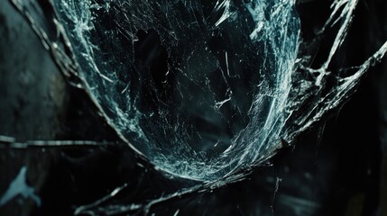 Intricate Spiderweb Close-up: A Dark and Mysterious Web