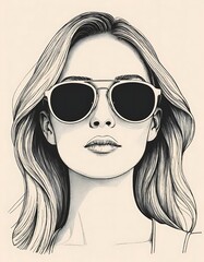 Aufkleber - Stylish Woman Wearing Sunglasses with Long Hair
