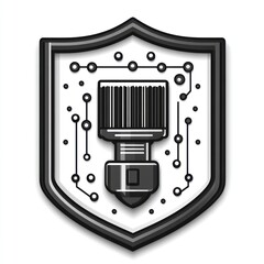 Poster - Secure 3D printing technology icon inside a shield.